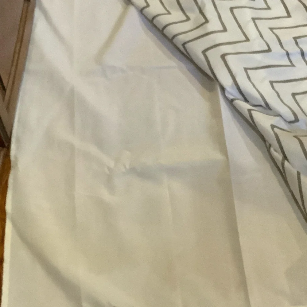 Gold Chevron Patterned Shower Curtain with Liner and Shower Hooks